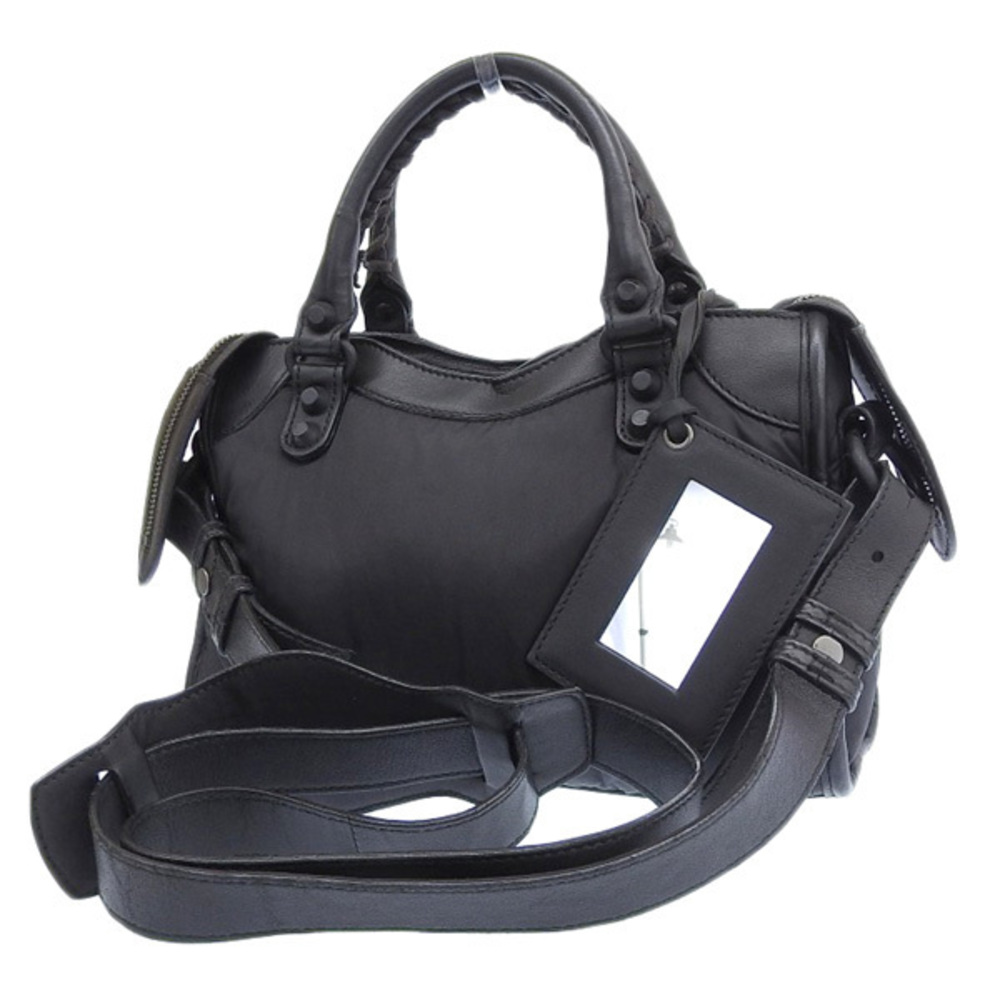 Balenciaga Nylon Leather Mini City 2way Hand Bag Black - Picture 2 of 9